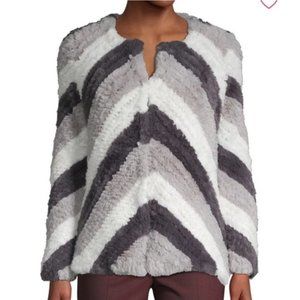 Stella + Lorenzo NWT Gray and White Faux Fur Jacket (L)